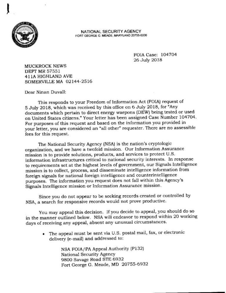 FOIA Requests – Targeted Individuals Data & Documents